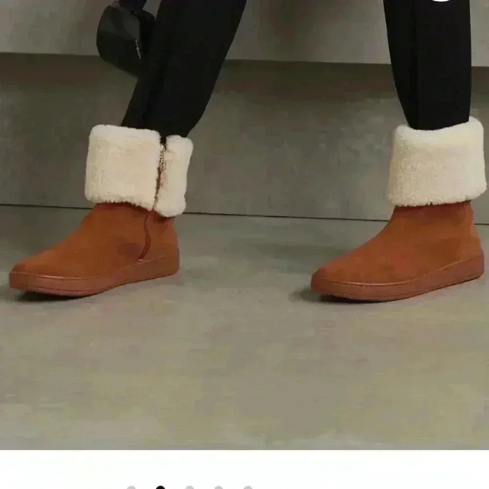 New Porte & Paire shearling-trimmed suede boots sz 10